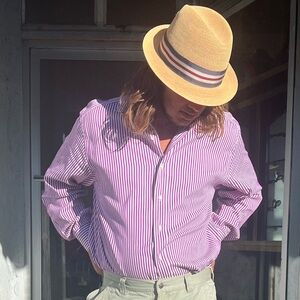 Etro Milano Men’s Purple Stripe Button-Down Shirt | Size 42 (L) | Italian Luxury